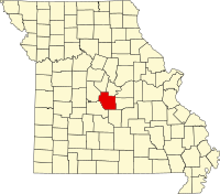 Map of Misuri highlighting Miller County