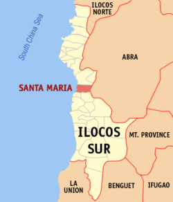 Map of Ilocos Sur with Santa Maria highlighted