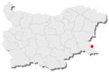 Karte von Bulgarien, Position von Primorsko hervorgehoben