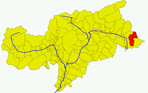 Poziția comunei în cadrul provinciei