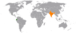 Map indicating locations of Ecuador and India