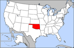 Harta Statelor Unite cu statul Oklahoma indicat