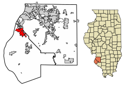 Location of Columbia in Monroe County, Illinois.