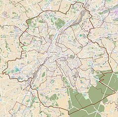 Mapa konturowa Brukseli, w centrum znajduje się punkt z opisem „Etterbeek”