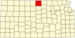 map of Kansas highlighting Jewell County