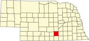 Map of Nebraska highlighting Adams County