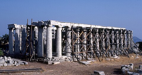 Ancient Greek Doric columns in the Temple of Apollo at Bassae, Bassae, Greece, unknown architect, c.429-400 BC[16]