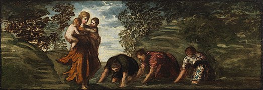 Latona convirtiendo en ranas a los campesinos de Licia, de Tintoretto, 1545-1548.