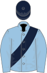 Light blue, dark blue sash and cap