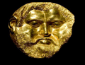 The golden life-size mask of Teres I found in his tomb in the Valley of the Thracian Kings.png