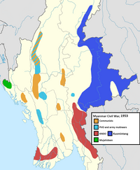 Map of insurgent activity in Burma in 1953