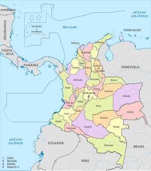 Political map of Colombia