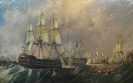 Infante Don Pelayo attempts to rescue the Santísima Trinidad by Antonio Brugada