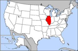 Harta Statelor Unite cu statul Illinois indicat