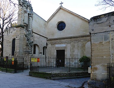 Neoclassical west front and remains of the medieval aisle