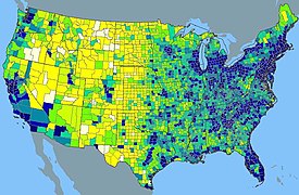 Densité de la population en 2000.