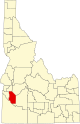 Map of Idaho highlighting Ada County