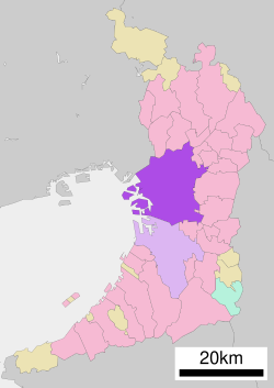 Location of Osaka in Osaka Prefecture