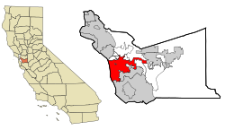 Location of Hayward in Alameda County, California