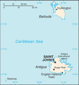 Kart over Antigua og Barbuda