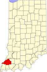 Map of Indiana highlighting Gibson County