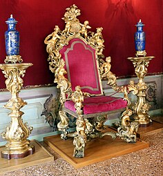 Throne; c.1700–1720; gilded wood and upholstery; unknown dimsensions; Ca' Rezzonico