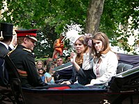 At the 2006 Trooping the Colour with his cousins Princess Eugenie of York and Princess Beatrice of York. (17 June 2006)