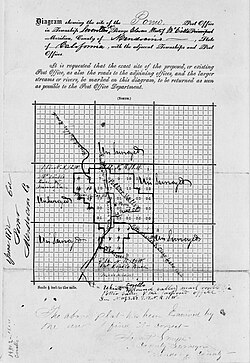 1872 location map submitted with post office application