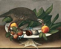 Fruit still life with a partridge