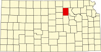 Map of Kansas highlighting Clay County