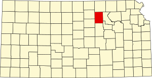 Map of Kansas highlighting Clay County