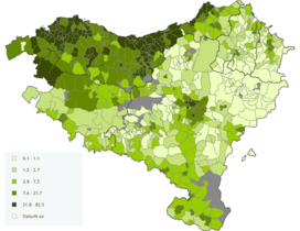 Artifizaldutako lurren ehunekoa.