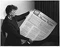 Image 16Eleanor Roosevelt and the Universal Declaration of Human Rights (1948)—Article 19 states that "Everyone has the right to freedom of opinion and expression; this right includes freedom to hold opinions without interference and to seek, receive and impart information and ideas through any media and regardless of frontiers." (from Freedom of speech)