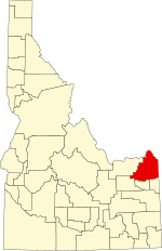 Map of Idaho highlighting Fremont County