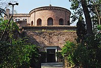 Exterior of the dome of Santa Costanza showing the windows in a cylindrical drum that hides the shape of the dome from view