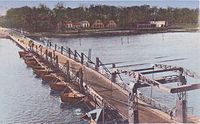 Schipbrug Deventer met een ophaalbrug in het vaste gedeelte (ca. 1910)