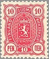 Suomen vaakuna vuoden 1890 leijonamerkissä.