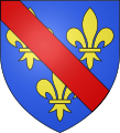 Modern armorial bearings: d'azur aux trois fleurs de lys d'or et à la bande de gueules