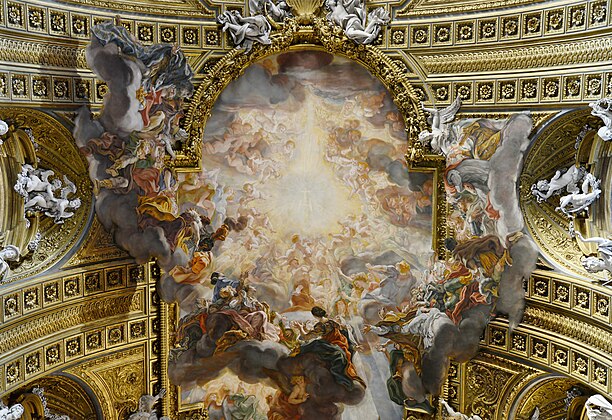 Baciccio, détail du Triomphe du nom de Jésus, 1679, Église del Gesù de Rome