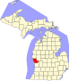 Harta statului Michigan indicând comitatul Muskegon