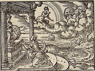 Alcyone praying Juno, engraving by Virgil Solis for Ovid's Metamorphoses Book XI, 573-582