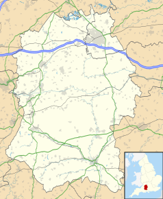 Mapa konturowa Wiltshire, u góry po lewej znajduje się punkt z opisem „Nettleton”