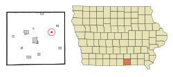 Location of Udell, Iowa