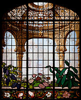 A trompe l'oeil glass c. 1884, Eugène Stanislas Oudinot, design Richard Morris Hunt, for home of Henry Gurdon Marquand, New York City.