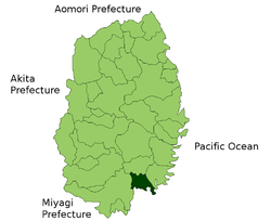 Vị trí của Rikuzentakata ở Iwate