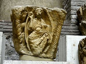 Original choir capital column, "Christ in Majesty", now in Cluny Museum