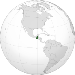 Location of Guwatimala (dark green) in the Western Hemisphere (grey)