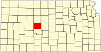 Locatie van Rush County in Kansas