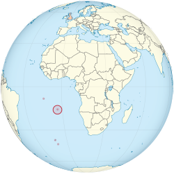 Location of Saint Helena in the South அத்திலாந்திக்குப் பெருங்கடல்.