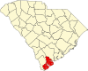 State map highlighting Beaufort County